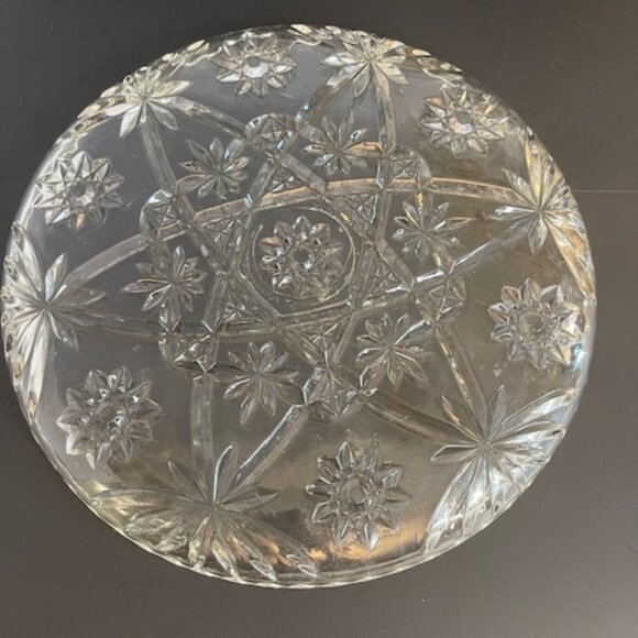 Anchor Hocking Prescut Clear Glass Torte Plate – 13.75" Star of David Design - Picture 3 of 6